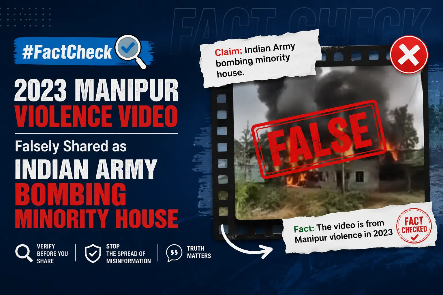 2023 Manipur violence video falsely shared as Indian Army bombing a minority house