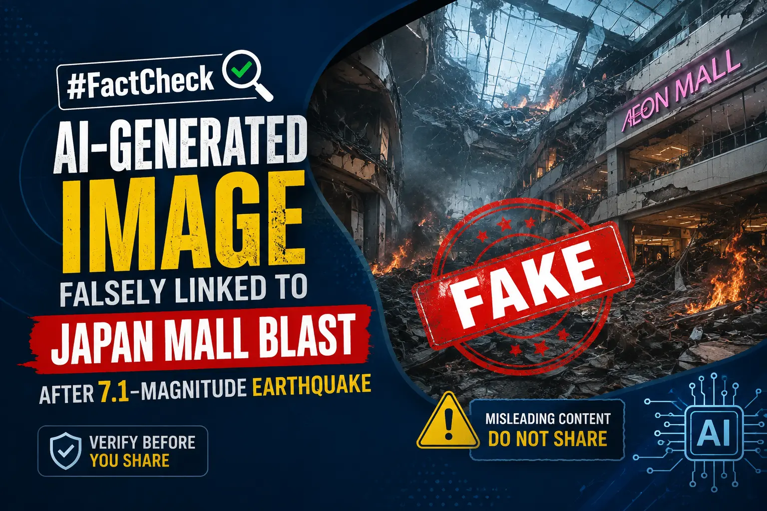 AI-generated image falsely linked to Japan mall blast after 7.1-magnitude earthquake